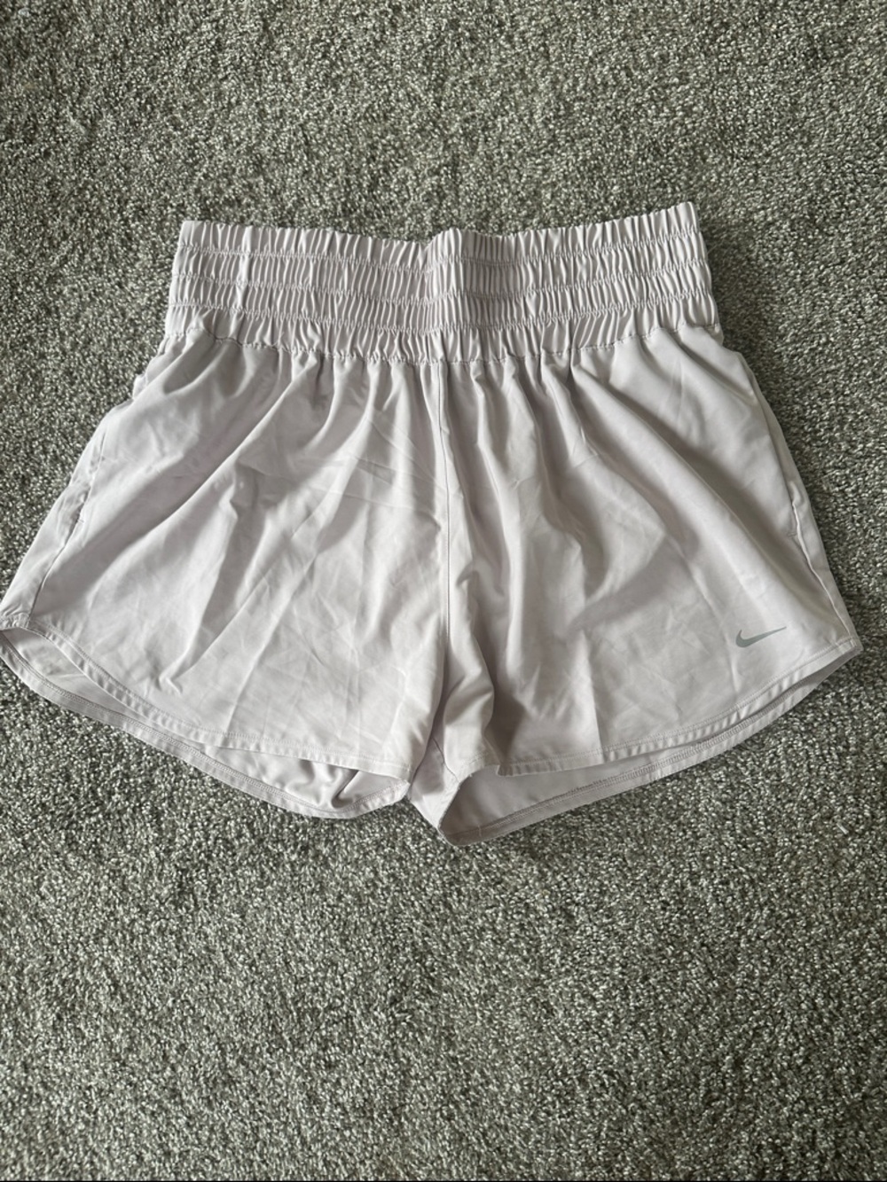 Nike Women’s Light Gray Smocked Waist Athletic Shorts